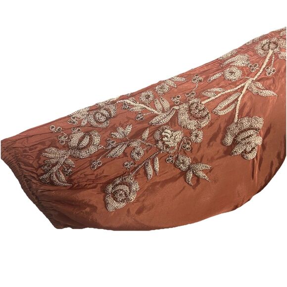 Sundance Embroidered Beaded Satin Peasant Top Blouse Sz S Mauve Boho Cottagecore - Picture 8 of 12